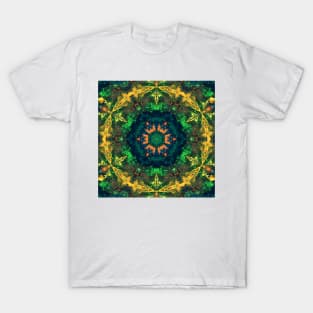 Psychedelic Hippie Flower Green Blue Orange and Yellow T-Shirt